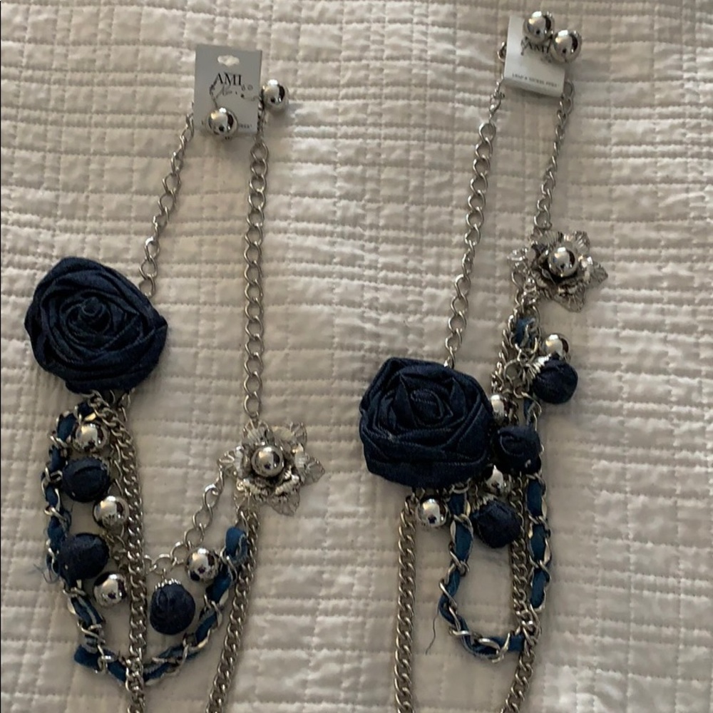 Unique long necklace and earring set.